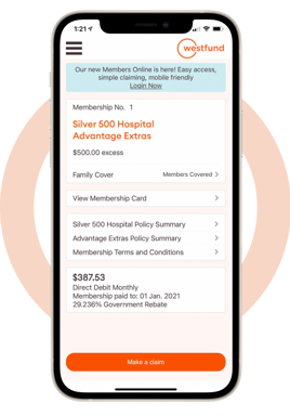 The Westfund app on mobile phone